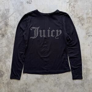 Vintage Y2K Juicy Couture Rhinestone Logo Long Sleeve Top M